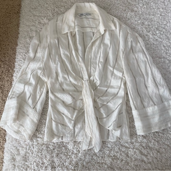 Zara white linen blouse - Picture 1 of 6
